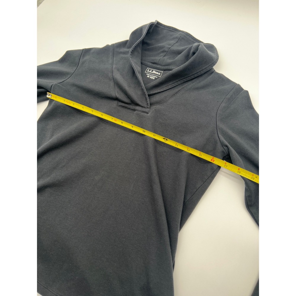 LL Bean Womens‎ Black 100% Cotton Casual Pullover Long Sleeve Minimalist Top M - Picture 6 of 7